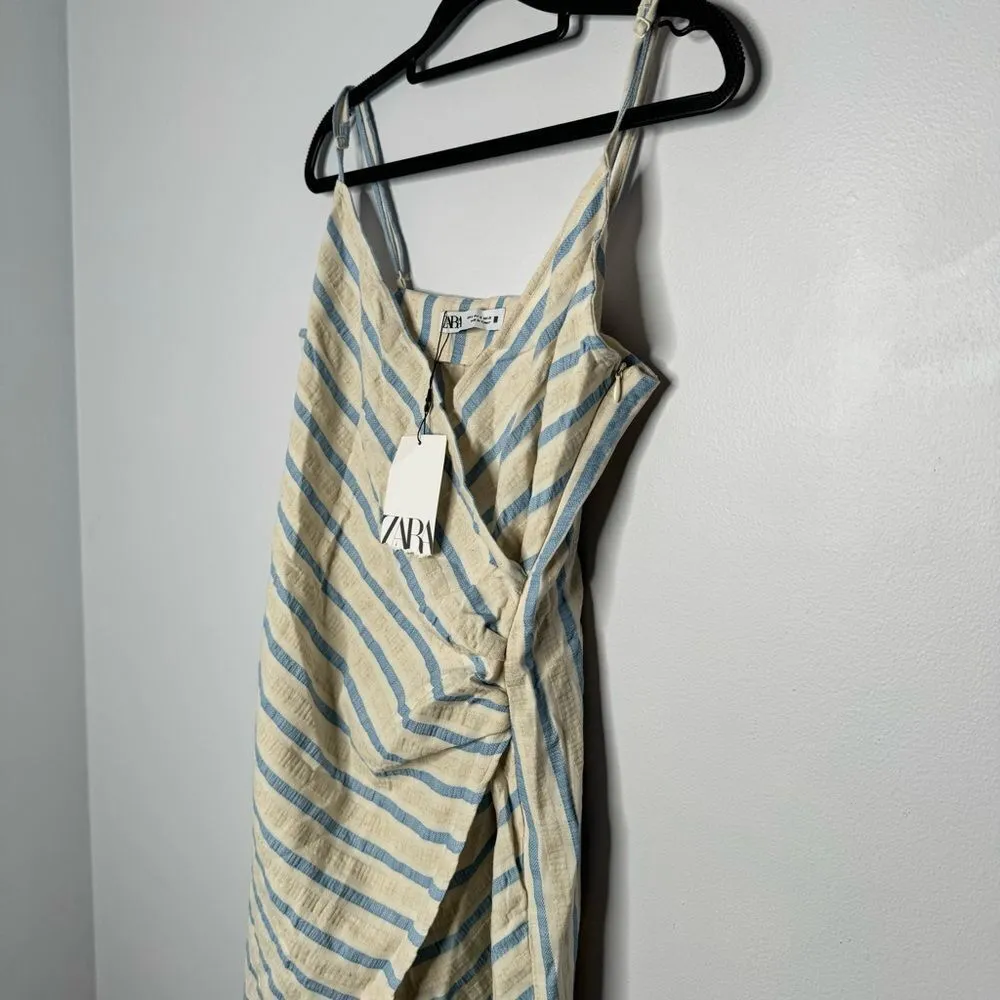 Zara linen blend wrap dress size small - Image 6
