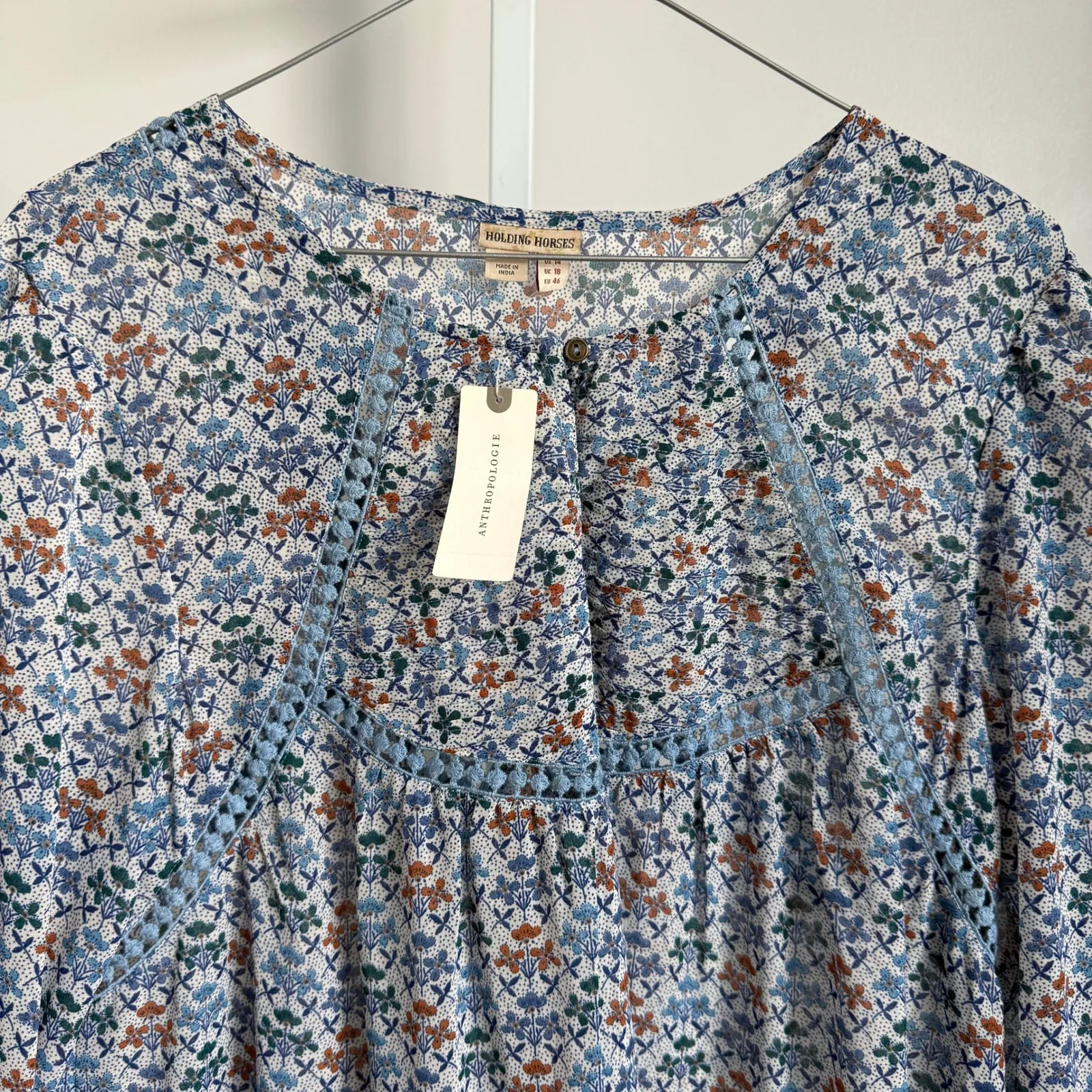 Holding Horses Anthropologie Floral Print Long Sleeve‎ Dress Size 14 - Image 3