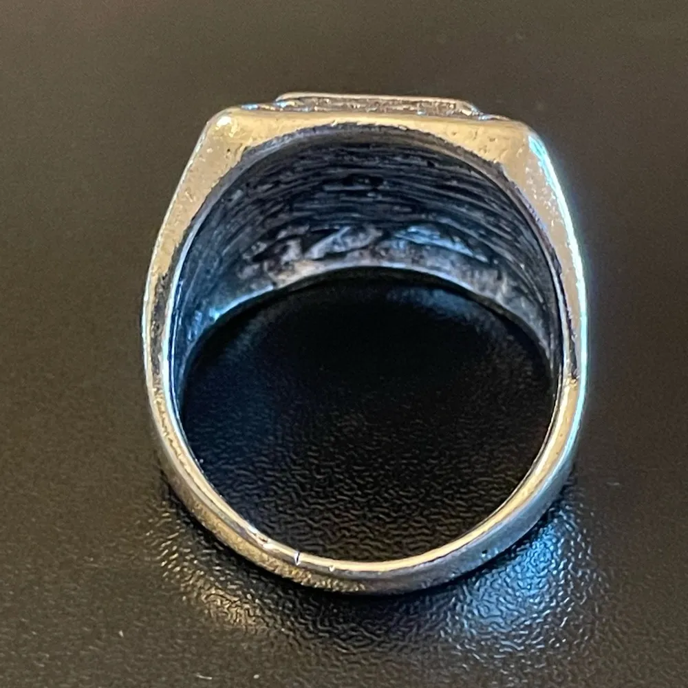 Natural obsidian stone S925 silver ring size 9 - Image 4