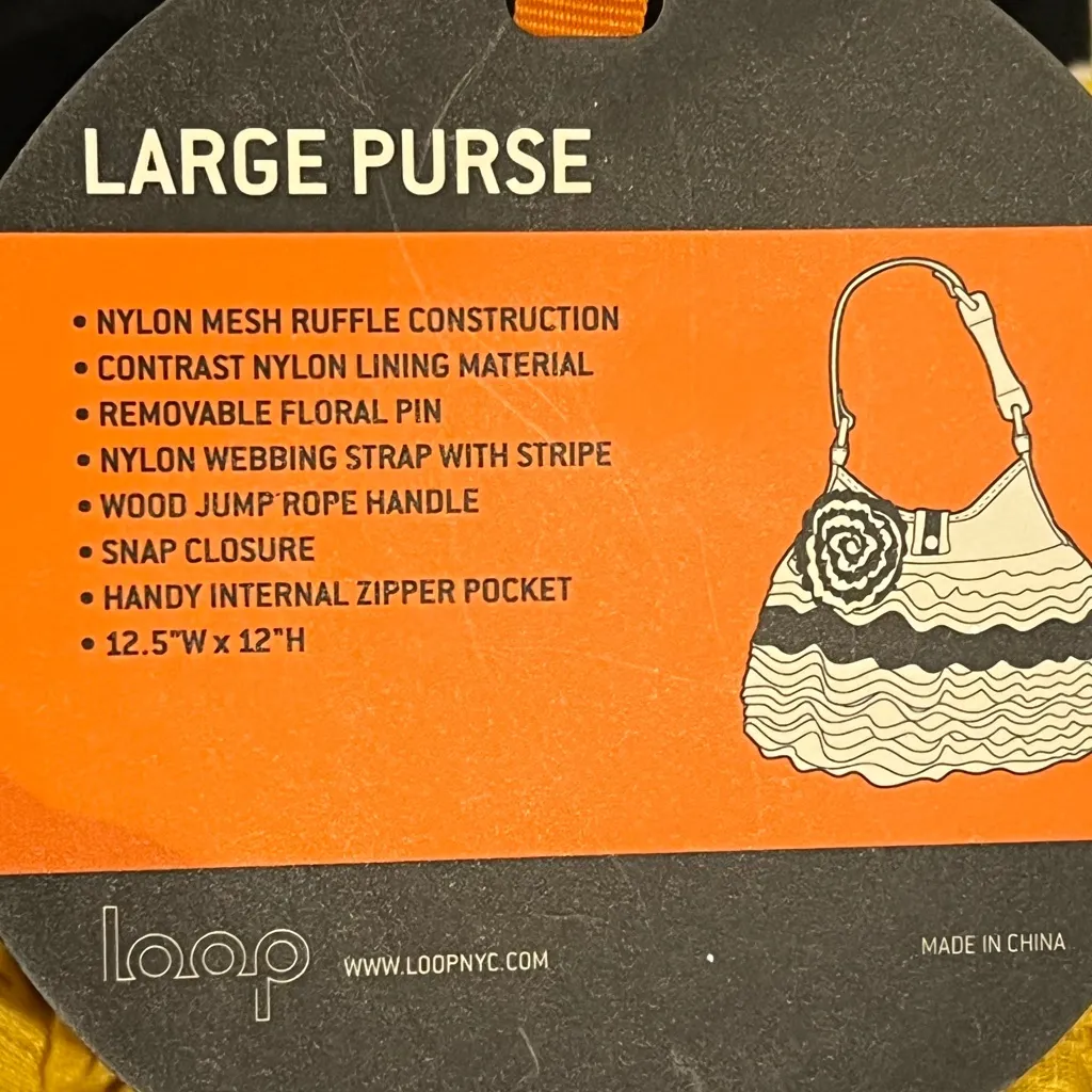 III‎ Parcel Black Yellow Ruffle Jump Rope Floral Pin Handle Gym Couture Purse - Image 8