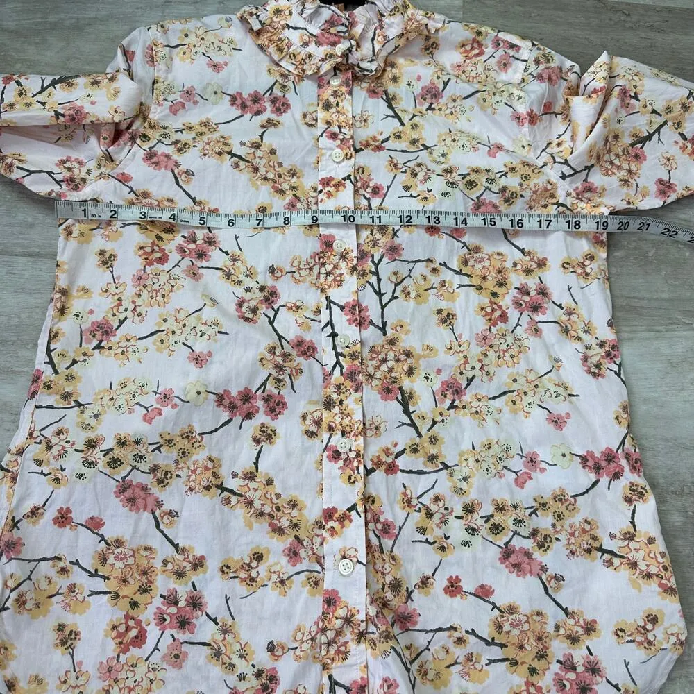 J.Crew Classic-fit ruffleneck shirt in cherry blossoms #BB244 - Image 8