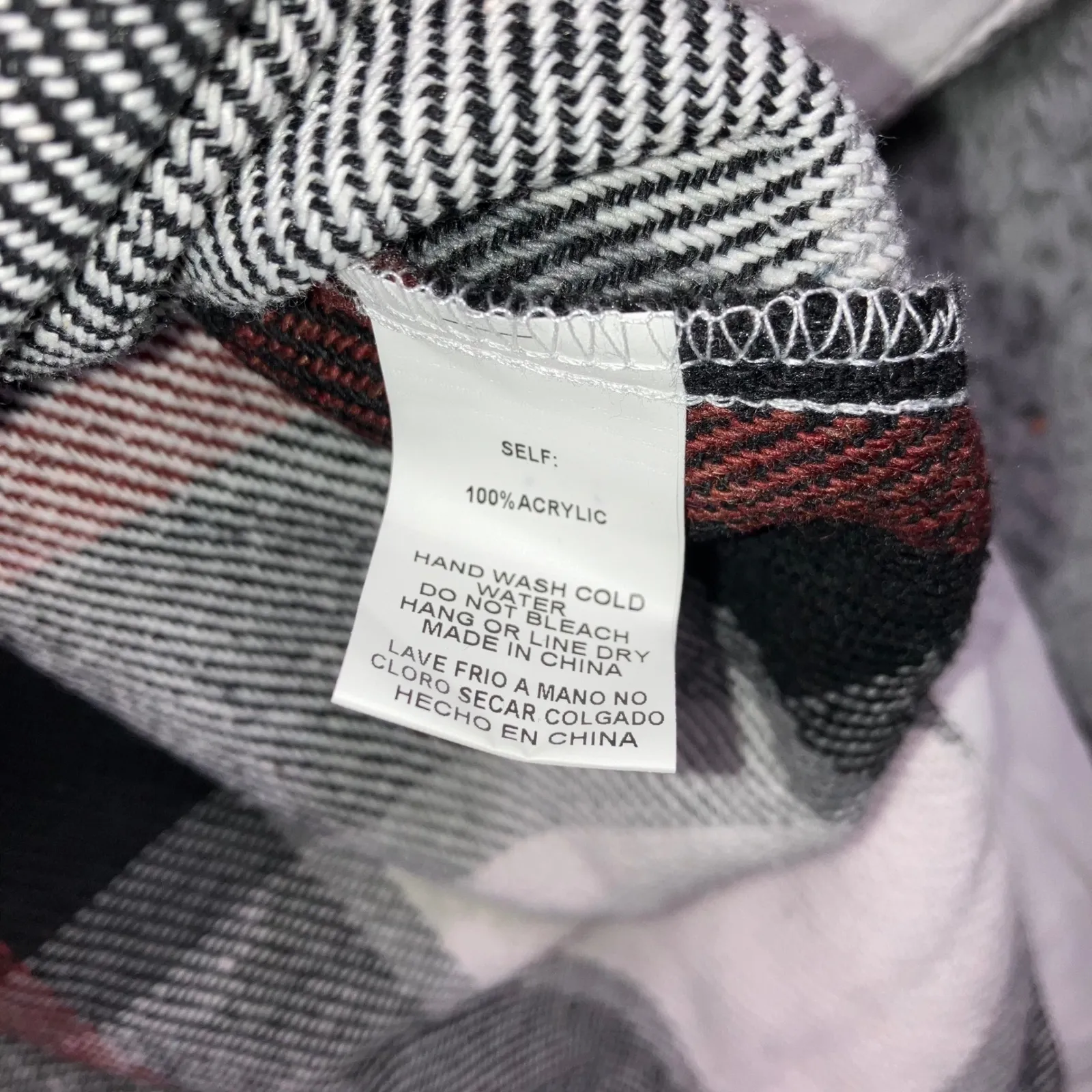 Wear to‎ Love Long Plaid Shirt Jacket Women Large Button Up Long Sleeve Flannel White - Image 10