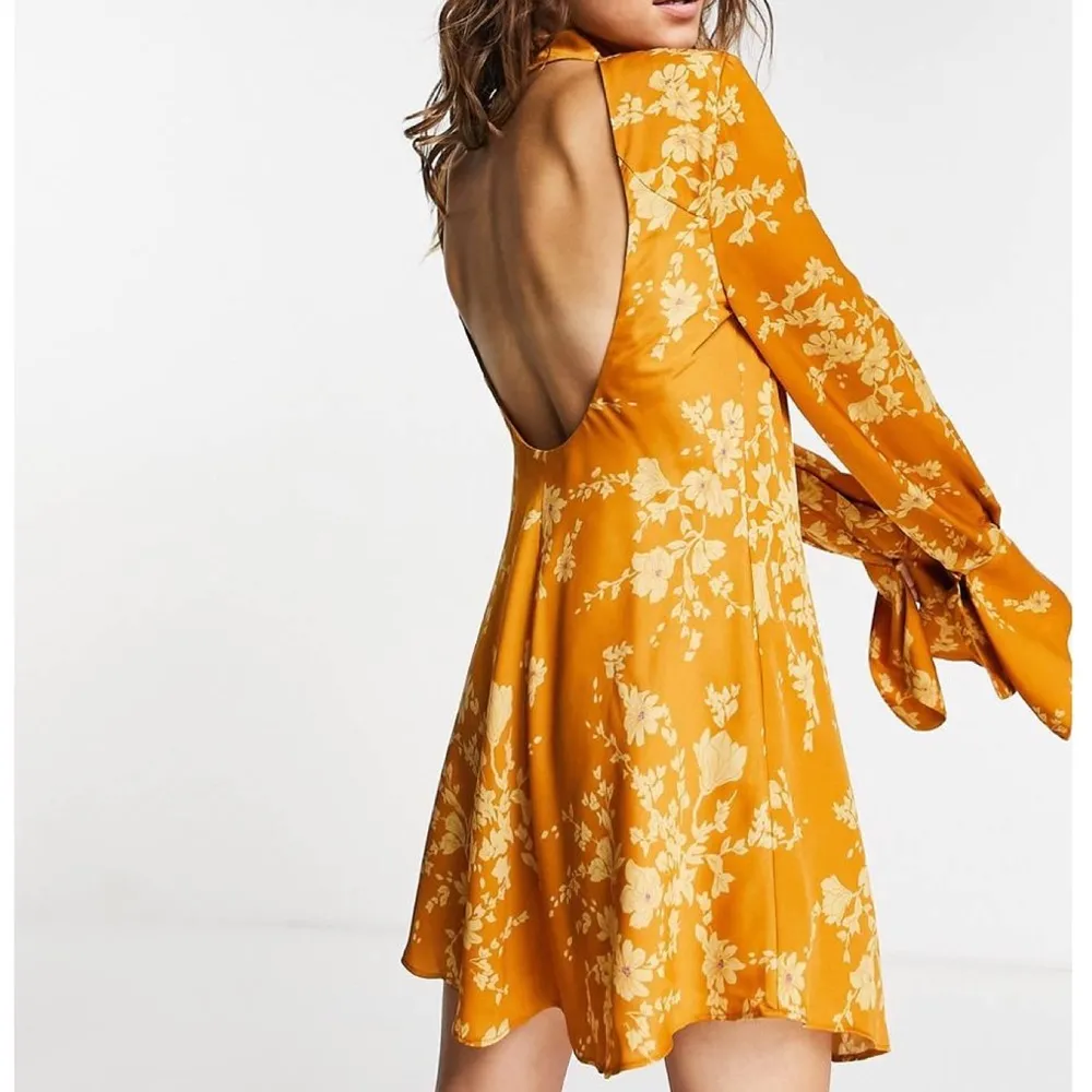 Free People Aries Long Sleeve Floral Printed Mini Dress Golden Combo Small NWT - Image 4