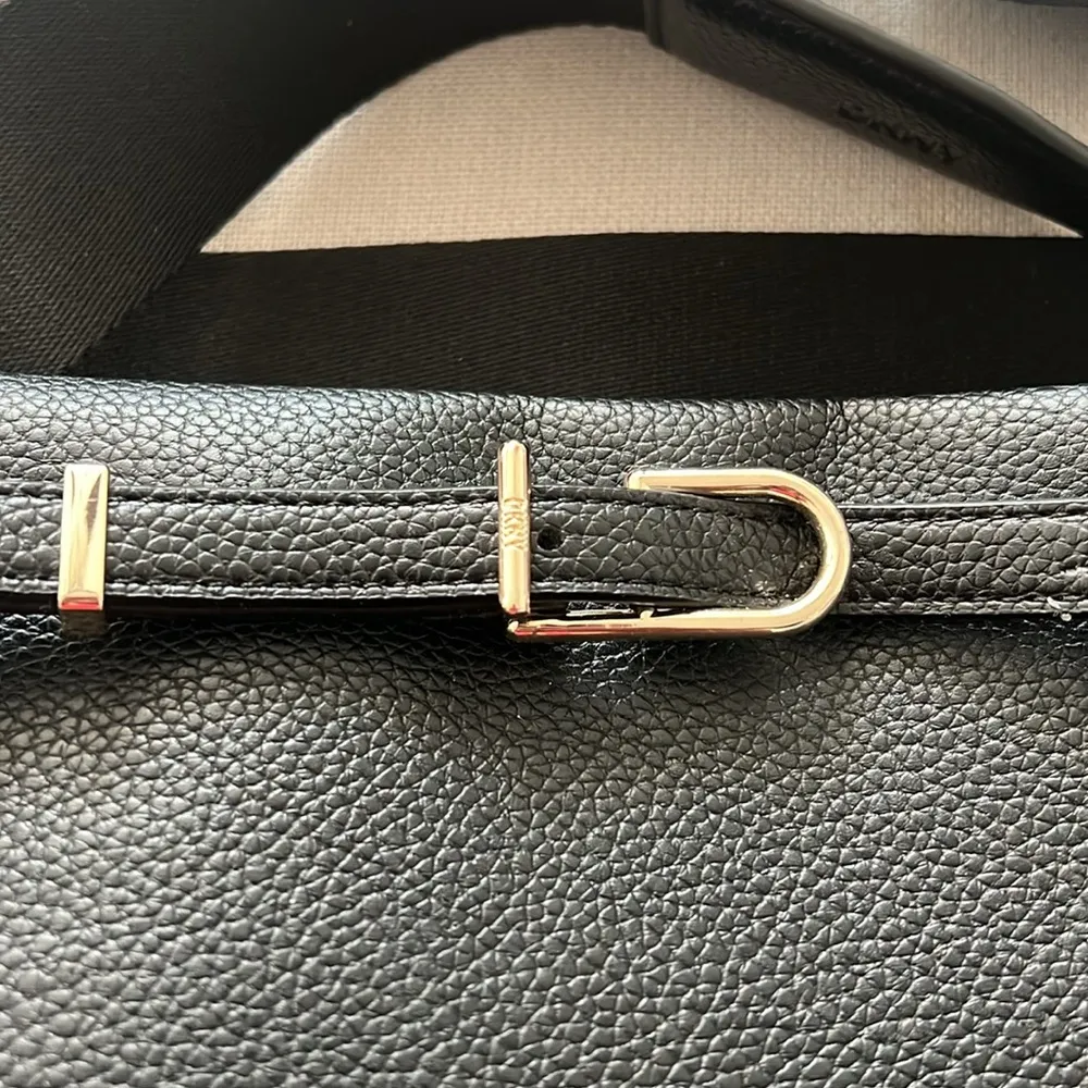 DKNY Penelope Small Flap Crossbody in Black/Gold, Retail $168 - Image 5