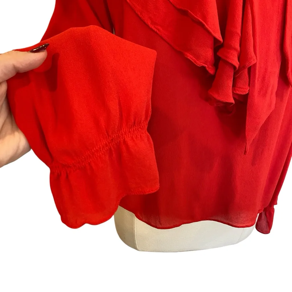 Aritzia Little Moon Gazania Ruffle Blouse In Red Size Small - Image 5