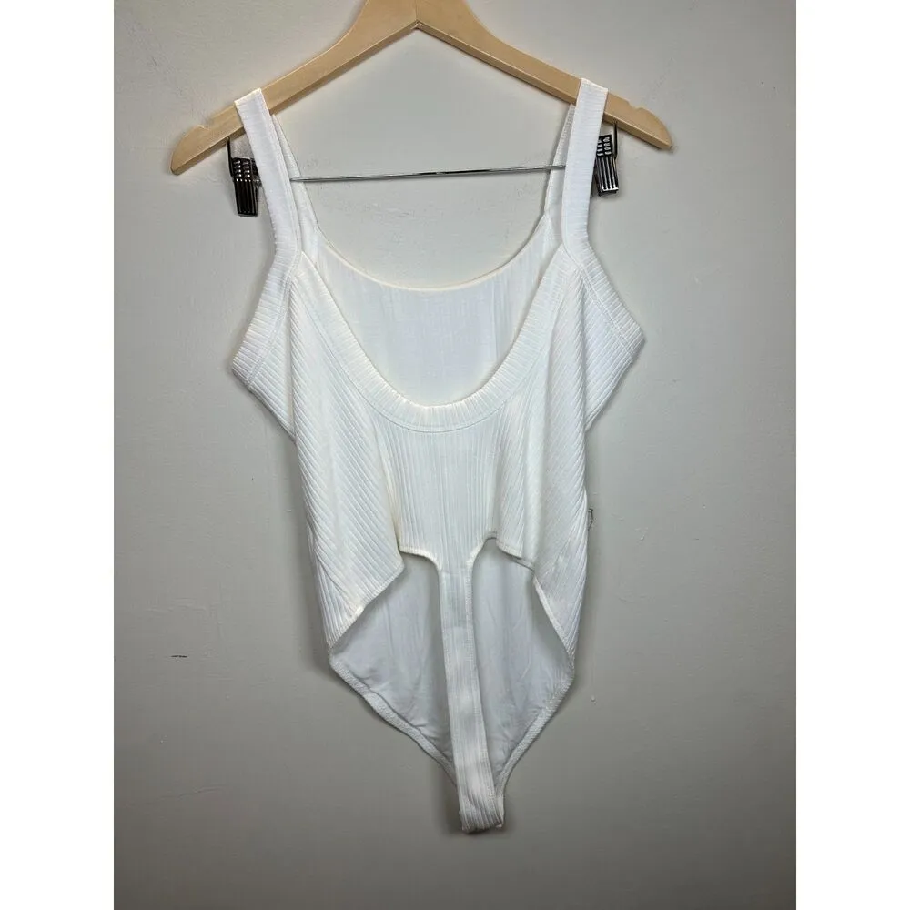 Good American Women's GB0299 Size 3 Ivory Ribbed One Piece Bodysuit NWT - Image 2
