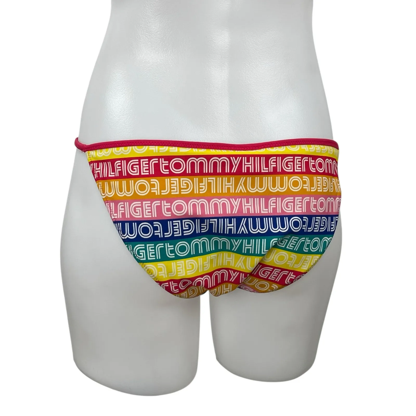 Tommy Hilfiger Rainbow Triangle Fixed Colorblock Graphic Sleeveless Bikini Set M - Image 6