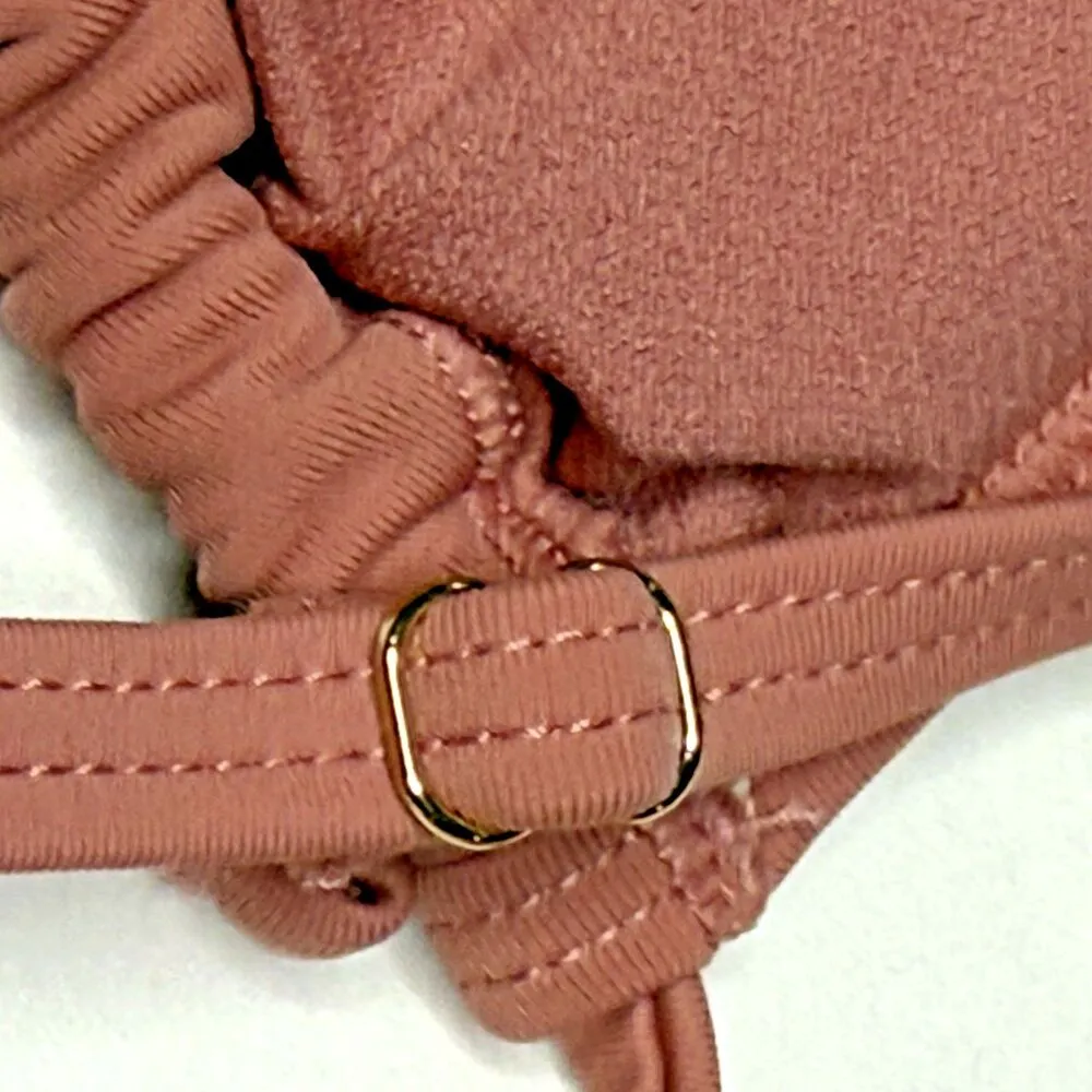 Xhilaration Women's Cute Chic Mauve Ruffle Triangle Bikini Swim Top XS (00) New! - Image 7