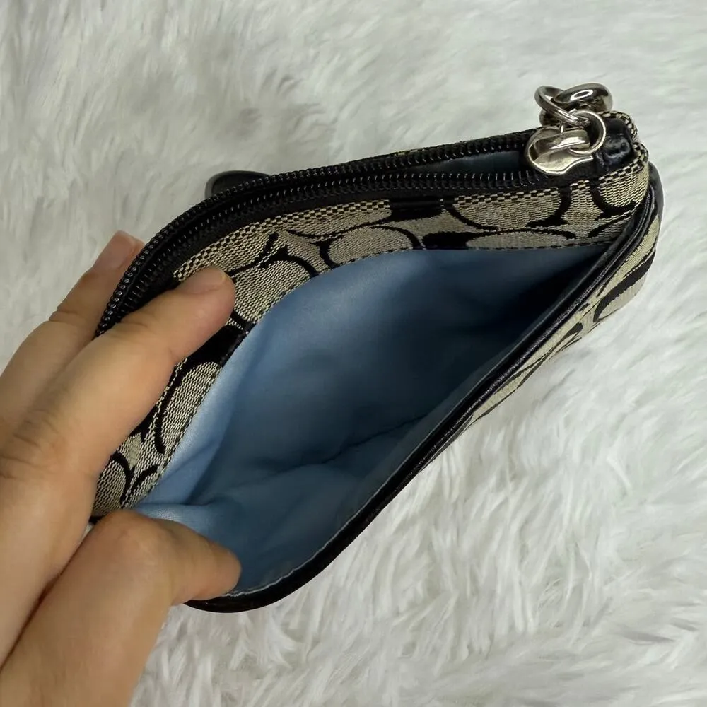 COACH Black Gray Signature Canvas Wristlet - Image 4