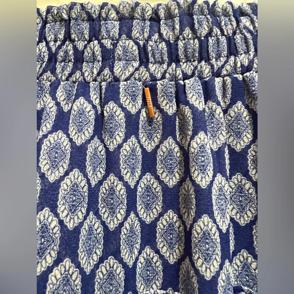 Misa Los Angeles Nahla Blue White Ruffled Mini Skirt Tiered Smocked Waist M - Image 8