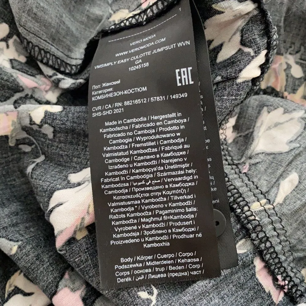 Vero Moda Jumpsuit Simply Easy Floral Pattern Culotte Cropped Casual Black Cute - Image 11