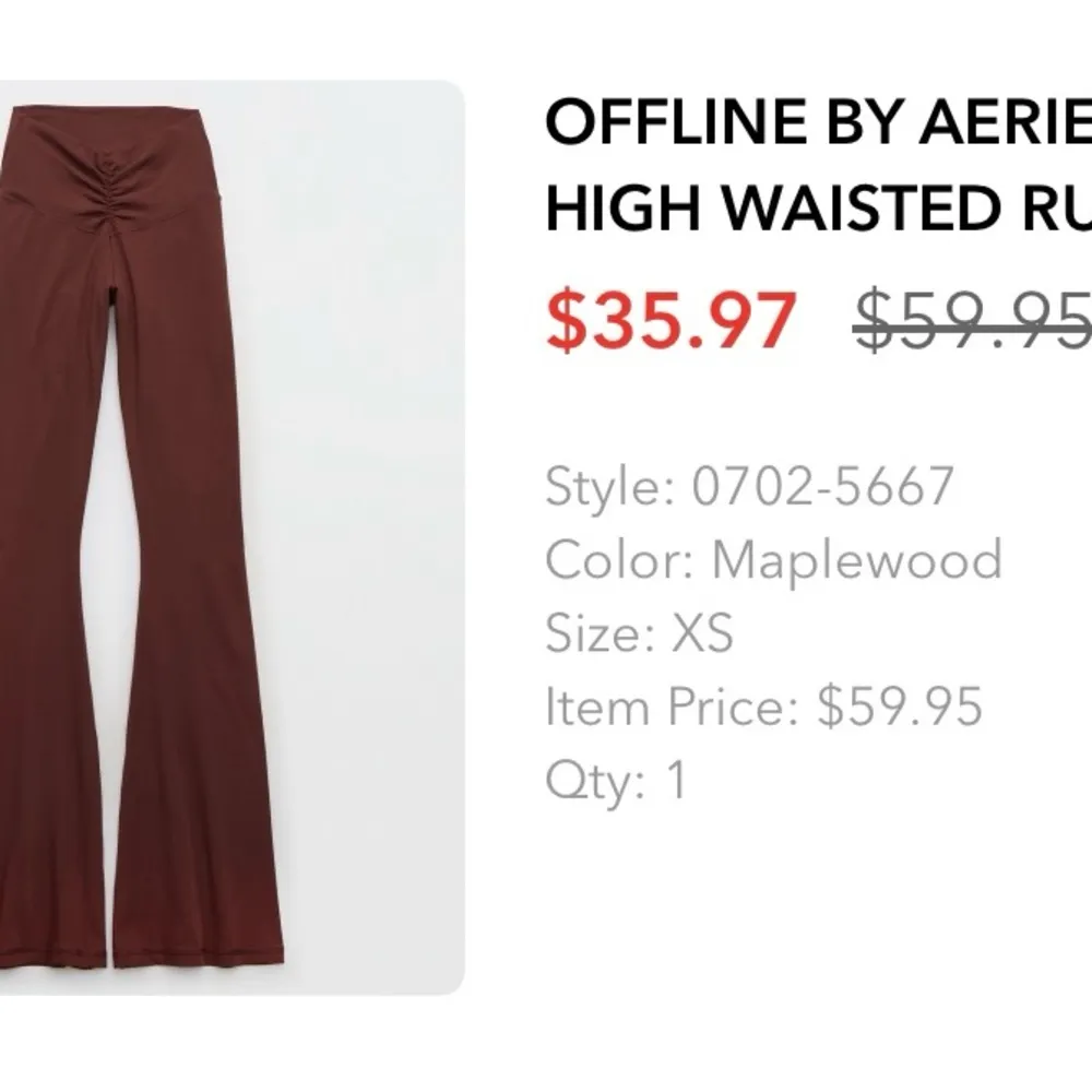 AE Rust Brown Waffle Flared Women's Leggings - Image 4