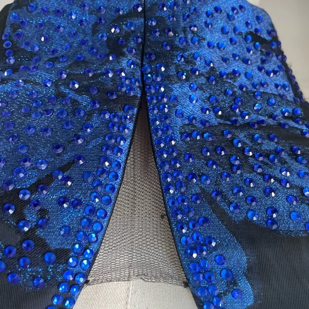 Ellie Wilde Formal Bandeau Crop Top Bustier Cobalt Blue Black 4 - Image 4