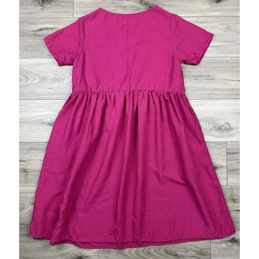 TRADLANDS Pink Cactus‎ Blossom Nico Dress Size XS Tiered Oversize Tencel Linen - Image 4