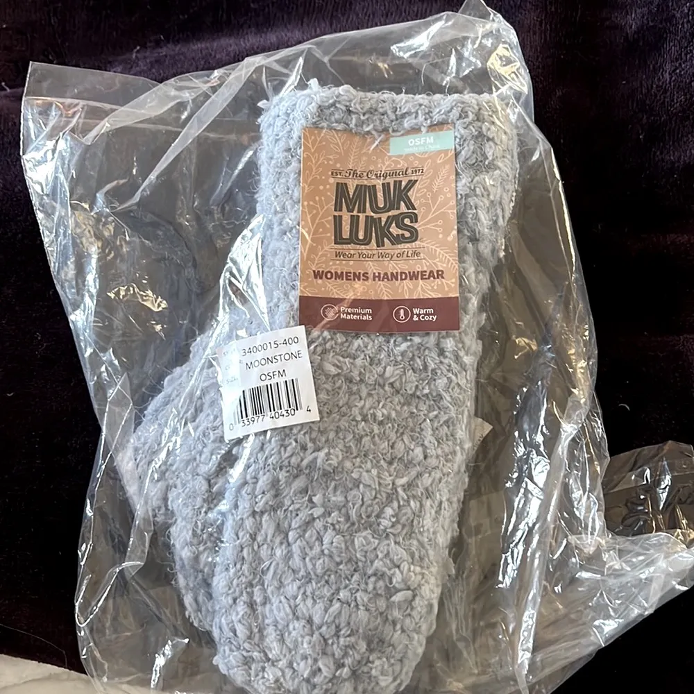 MUK LUKS POPCORN YARN MITTENS Blue - Image 6