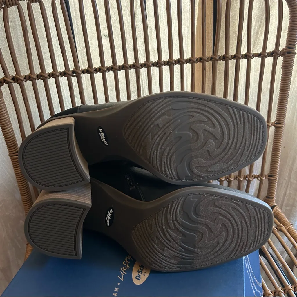 Dr. Scholl’s Roxanne Black Ankle Booties Boots Heel Faux Leather NEW Size 11 - Image 6