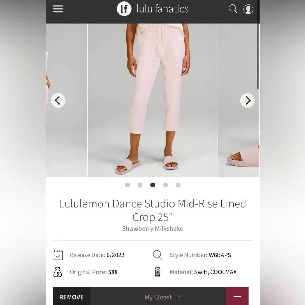 Lululemon  Dance Studio Mid-Rise Lined Crop 25" - size 6 - Image 6