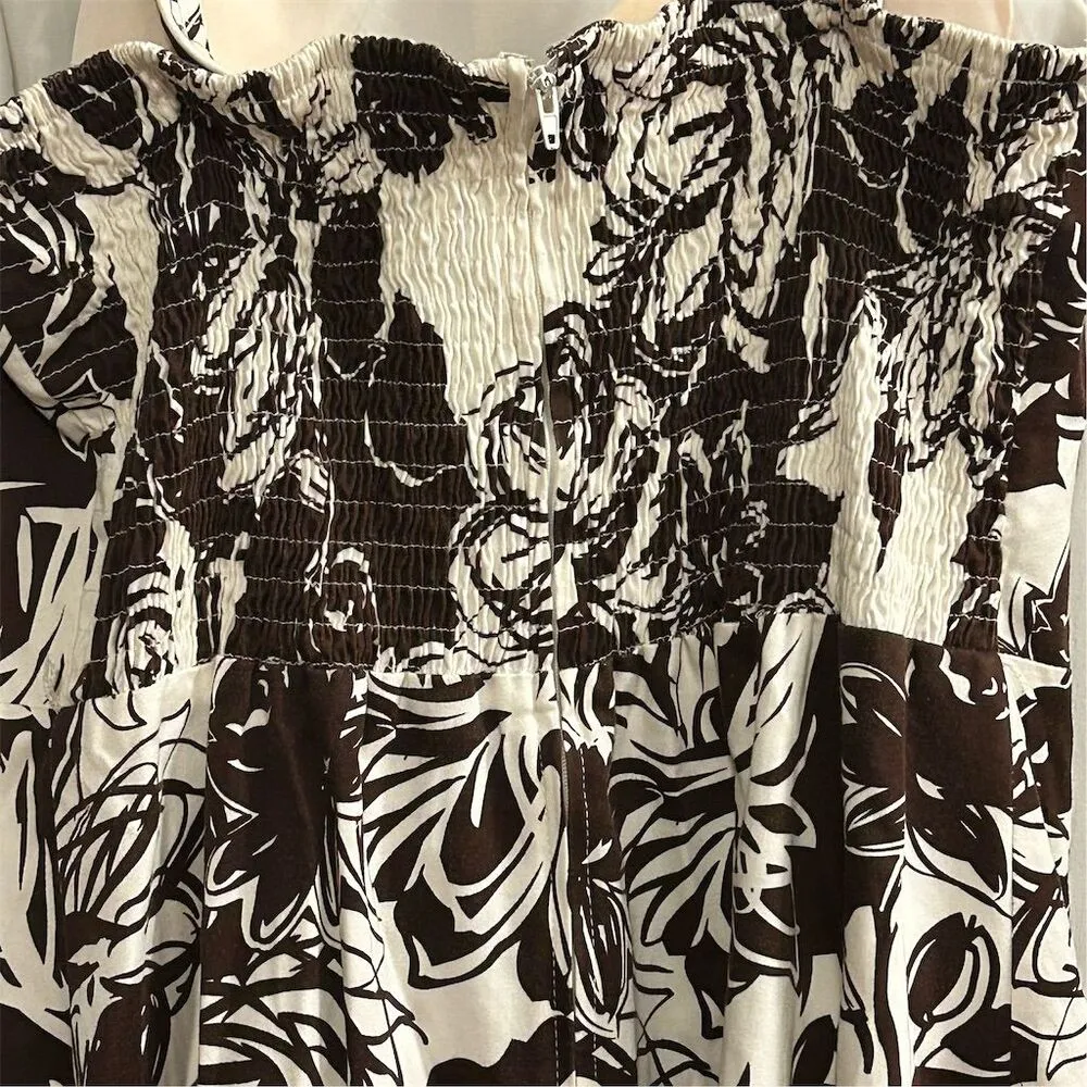 Madison Leigh Women's Size 14 Brown Floral Midi Sundress Summer Casual - Image 10