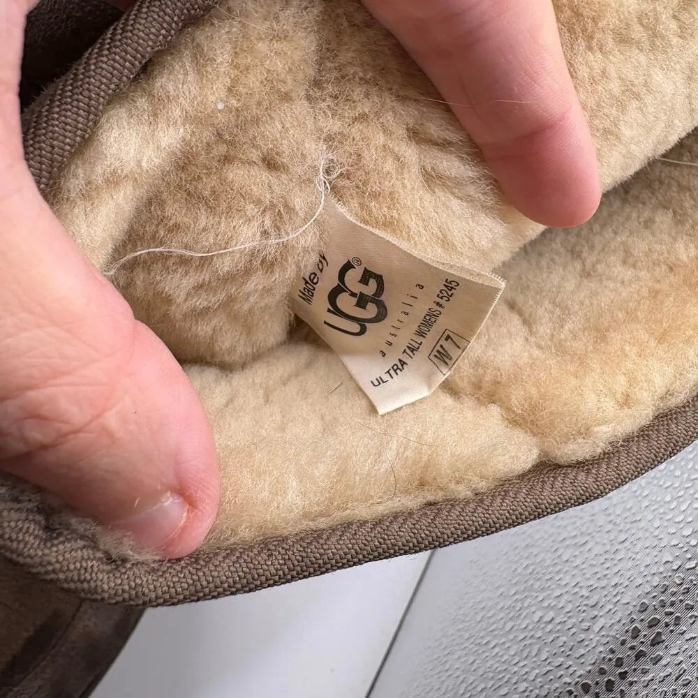 UGG Australia Ultra Tall Women's Brown Sheepskin Winter Boot Wool Lined SZ 7 - Image 10