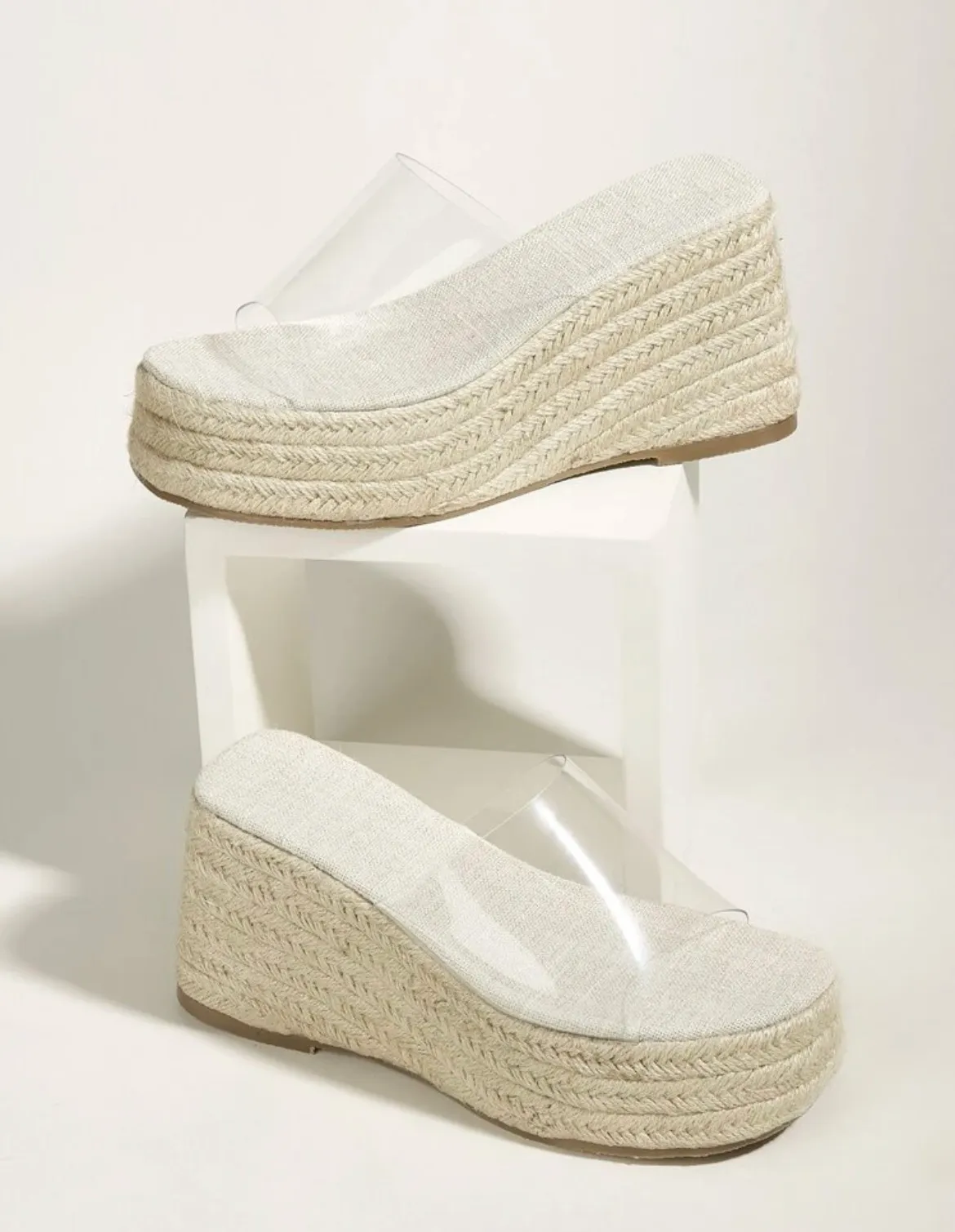 Brand New Never Worn Clear Wedge Heel Tan Size 8.5 - Image 2