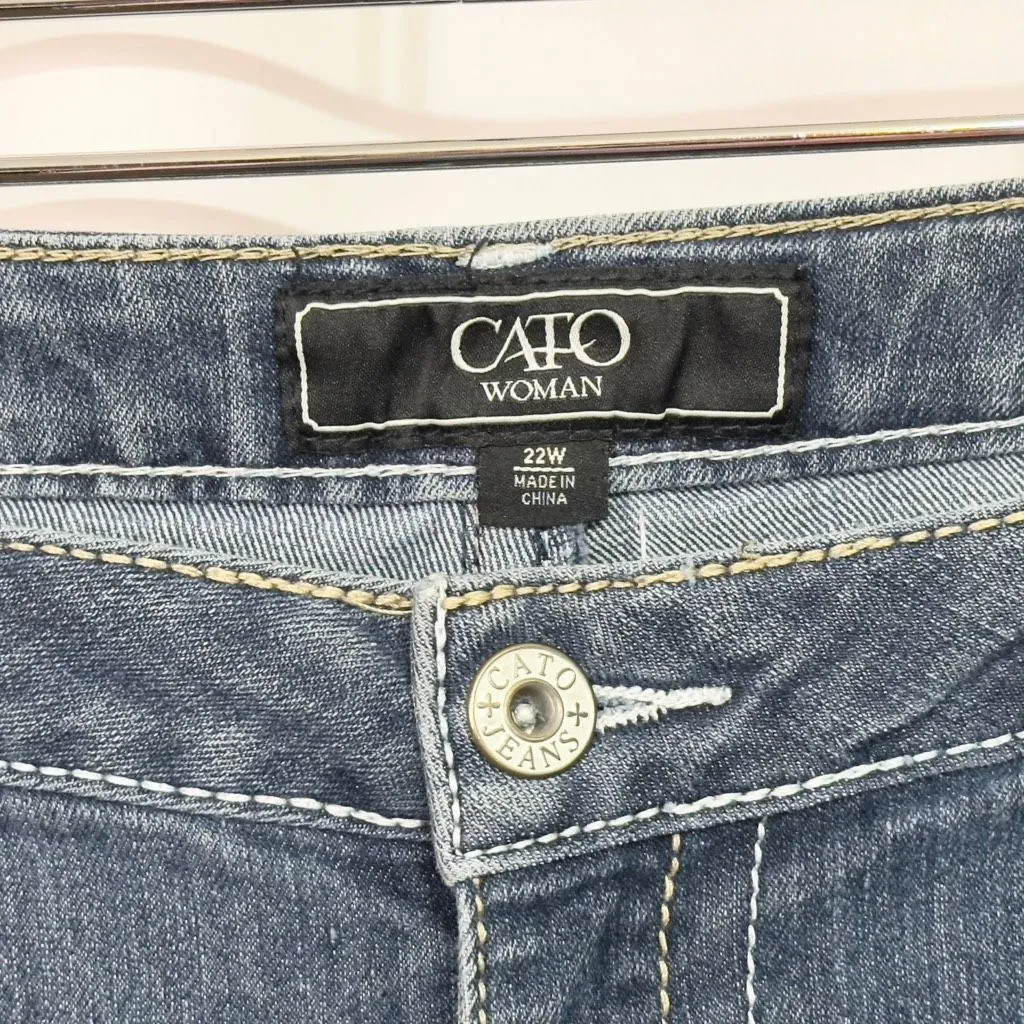 Cato  Plus Size 22W Jeans Dark Blue Boot Cut Mid Rise Denim‎ Flap Pockets 1021 - Image 11