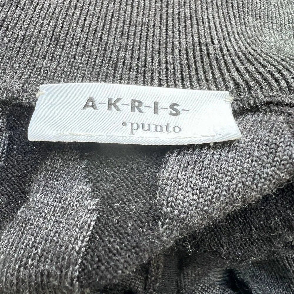 Akris Punto Sweater Womens 2 Wool Jacquard Mock Neck Gray Black Spotted Pullover - Image 7