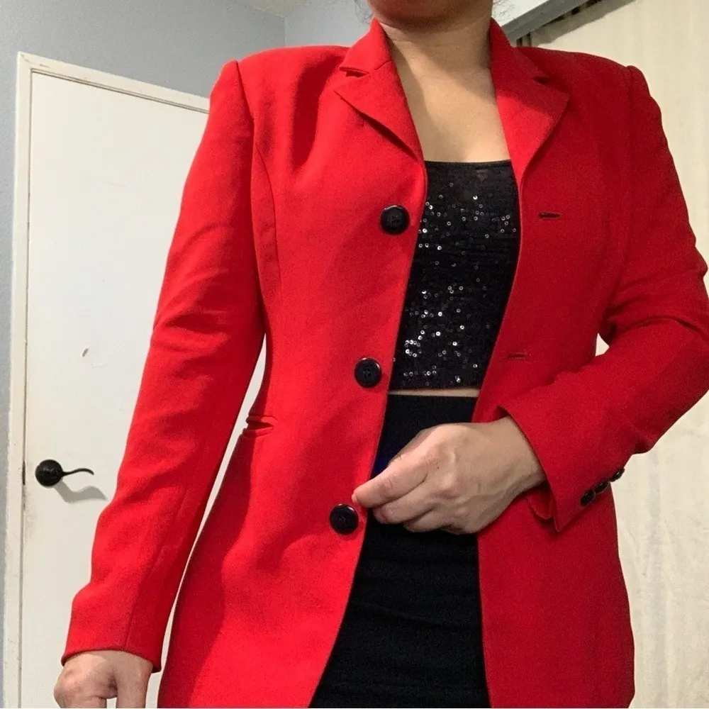 Collectibles Petite Sophisticate Vtg Red Holiday Long Sleeve Christmas Blazer 2 - Image 3