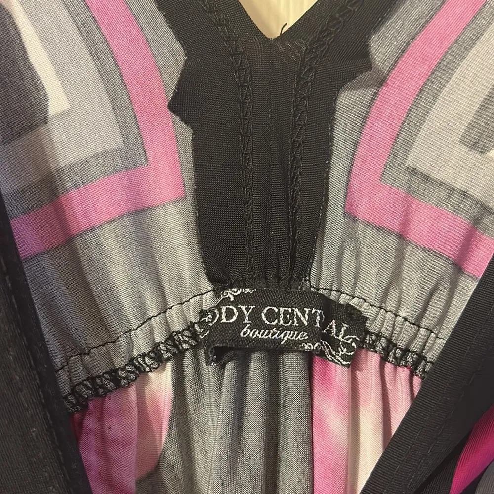 Body Central Black & Purple Floral & Zebra Print Dress Small - Image 4