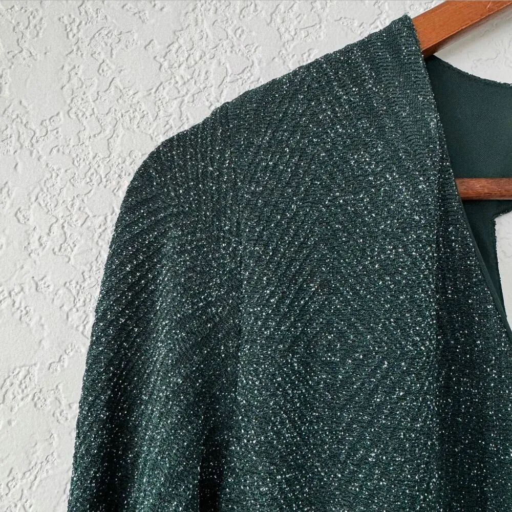 Charlotte Russe Green Shimmer Long Sleeve Midi Dress Size Large - Image 5