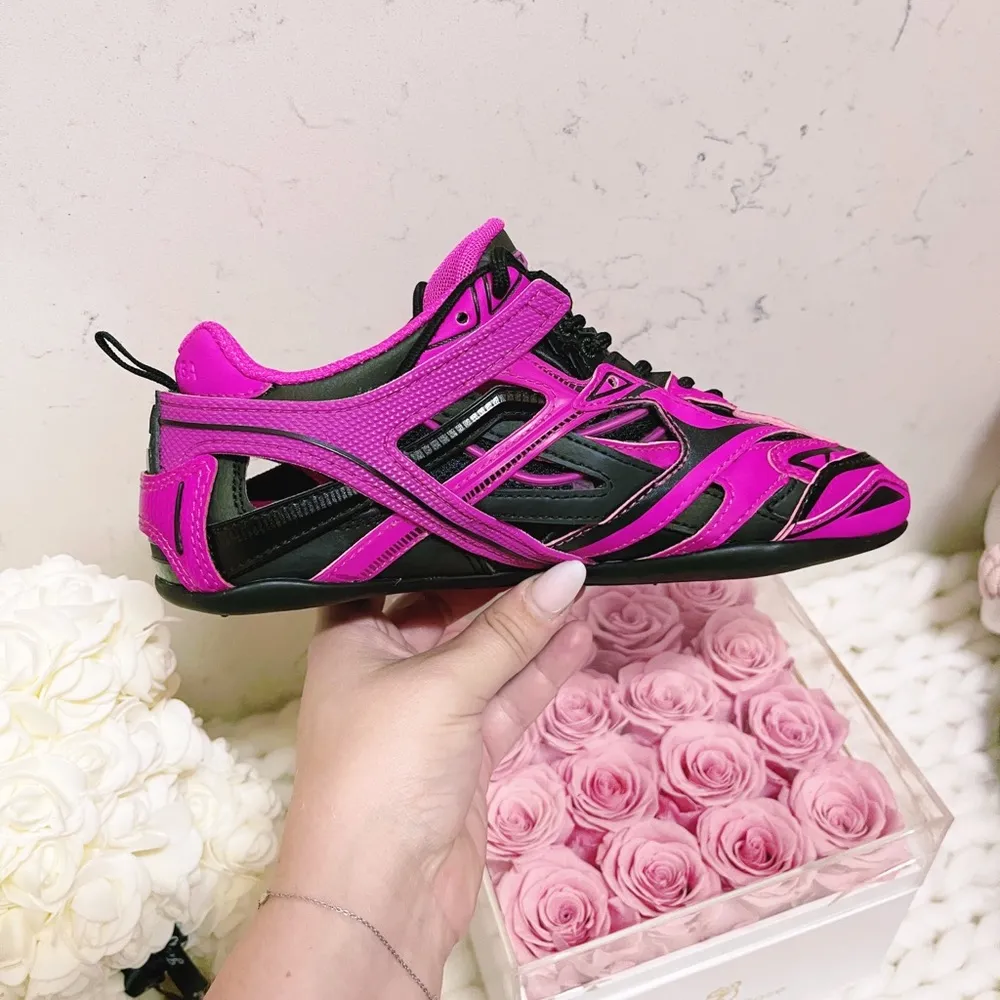 Authentic Balenciaga New Pink and Black Drive Sneakers - Image 10