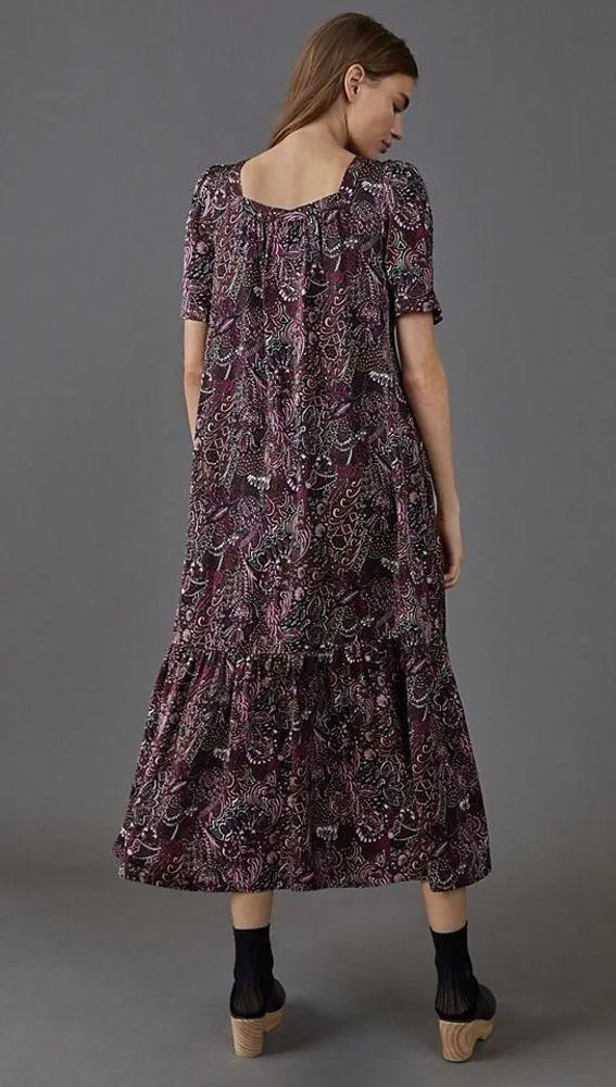Anthropologie Maeve Lisabetta Maxi Dress Paisley Print Purple Wine Size S - Image 2