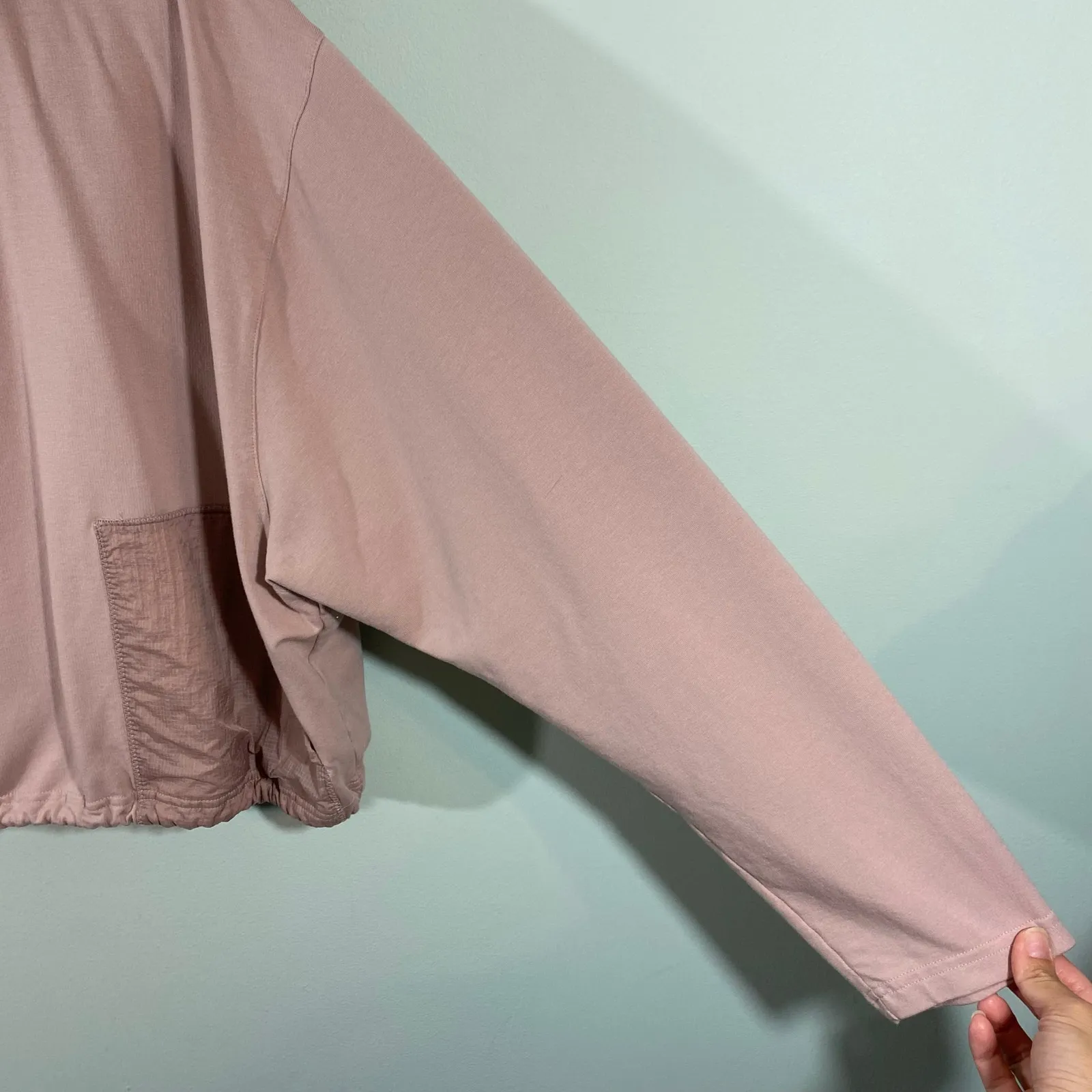 Outdoor Voices Blush Pink Mid Length Loose Fit Beach Tree Pullover Hoodie Size L - Image 5