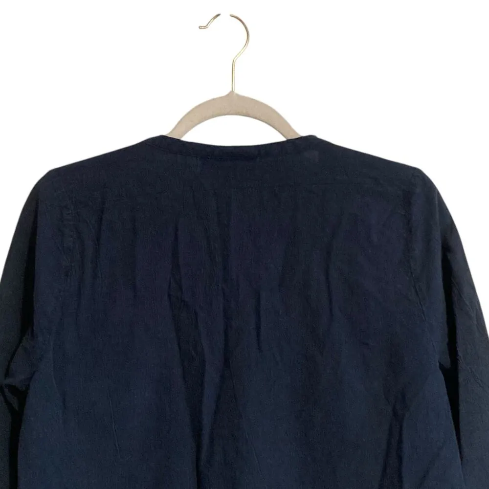 Vintage Navy Blue Cotton 3/4 Sleeve Loose Fit Boho Cottage Tunic Top Size Small - Image 6
