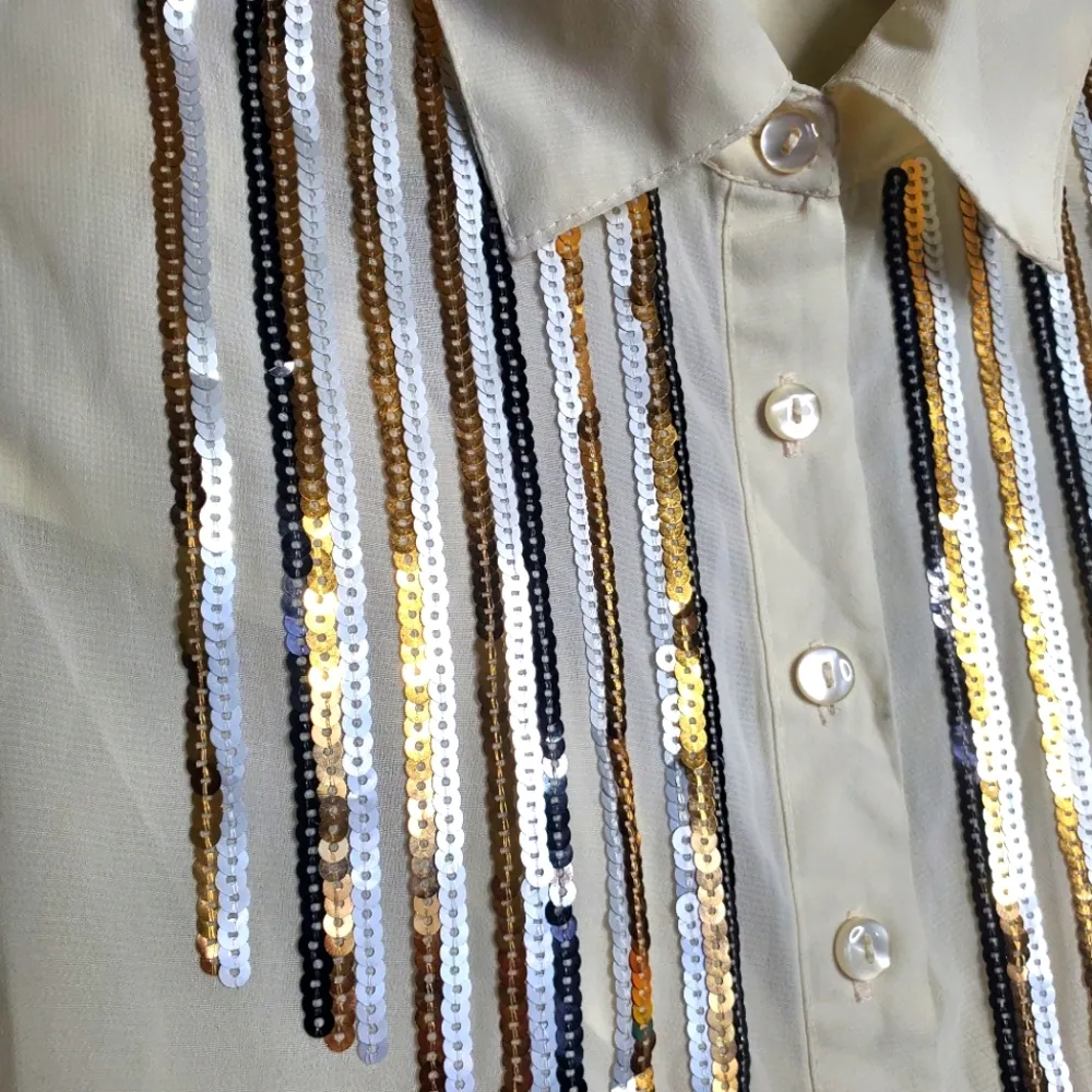 Ali & Kris plus size sz 1X cream with sequins sleeveless dress tank top - Image 6