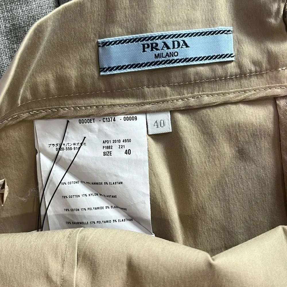 Prada Khaki Pencil Above Knee Minimalist Skirt Sz 40 US 8 - Image 5