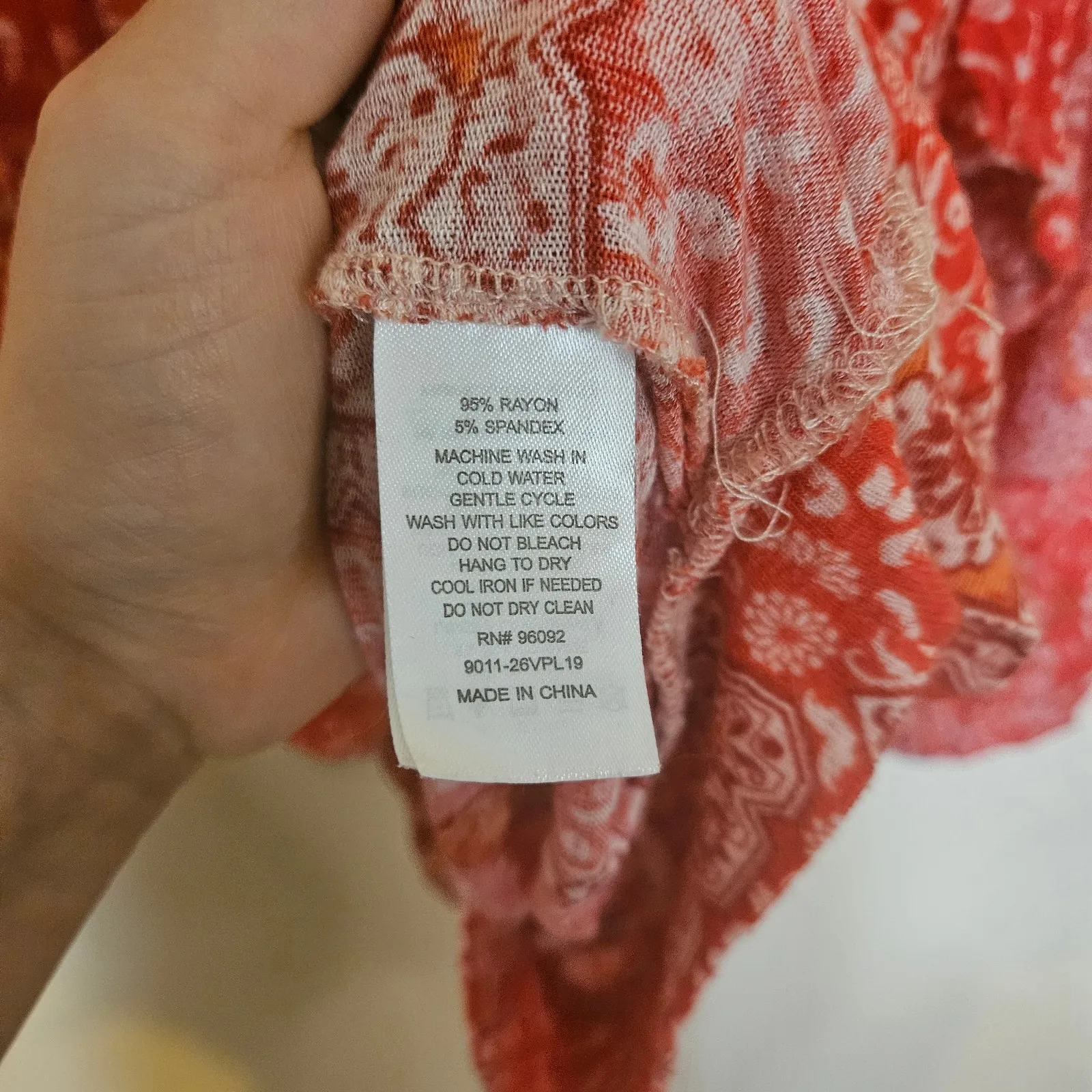 Lila Rose Size Small S Boho Blouse Top Red Rayon Spandex Boho Tunic Scoop Neck - Image 5