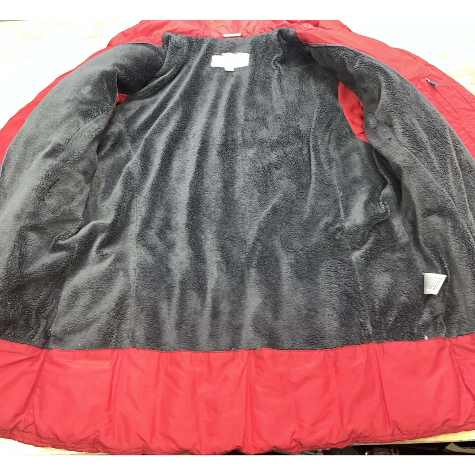 Calvin Klein Down Lined Puffer Jacket Hooded Women's Medium Red - Image 6