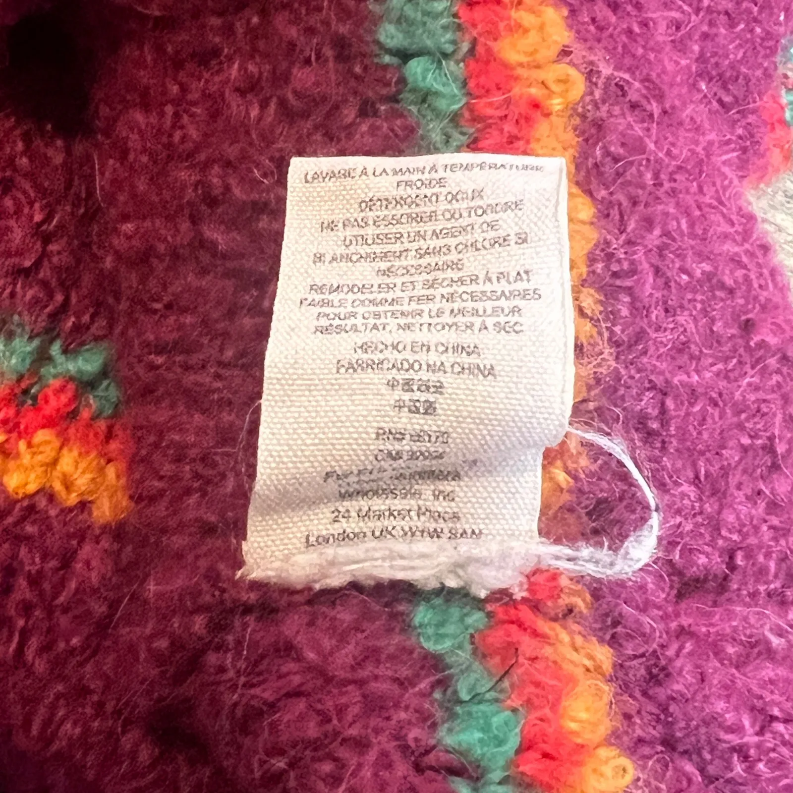 Free People Multicolor Stripe Sweater Small Burgundy Alpaca Blend Cozy Knit - Image 8