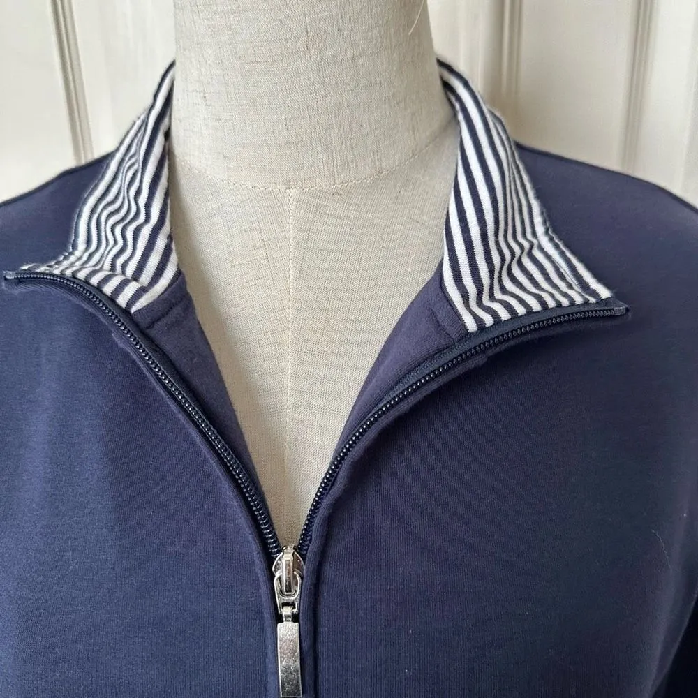 Karen Scott navy and white zip up jacket - Image 7