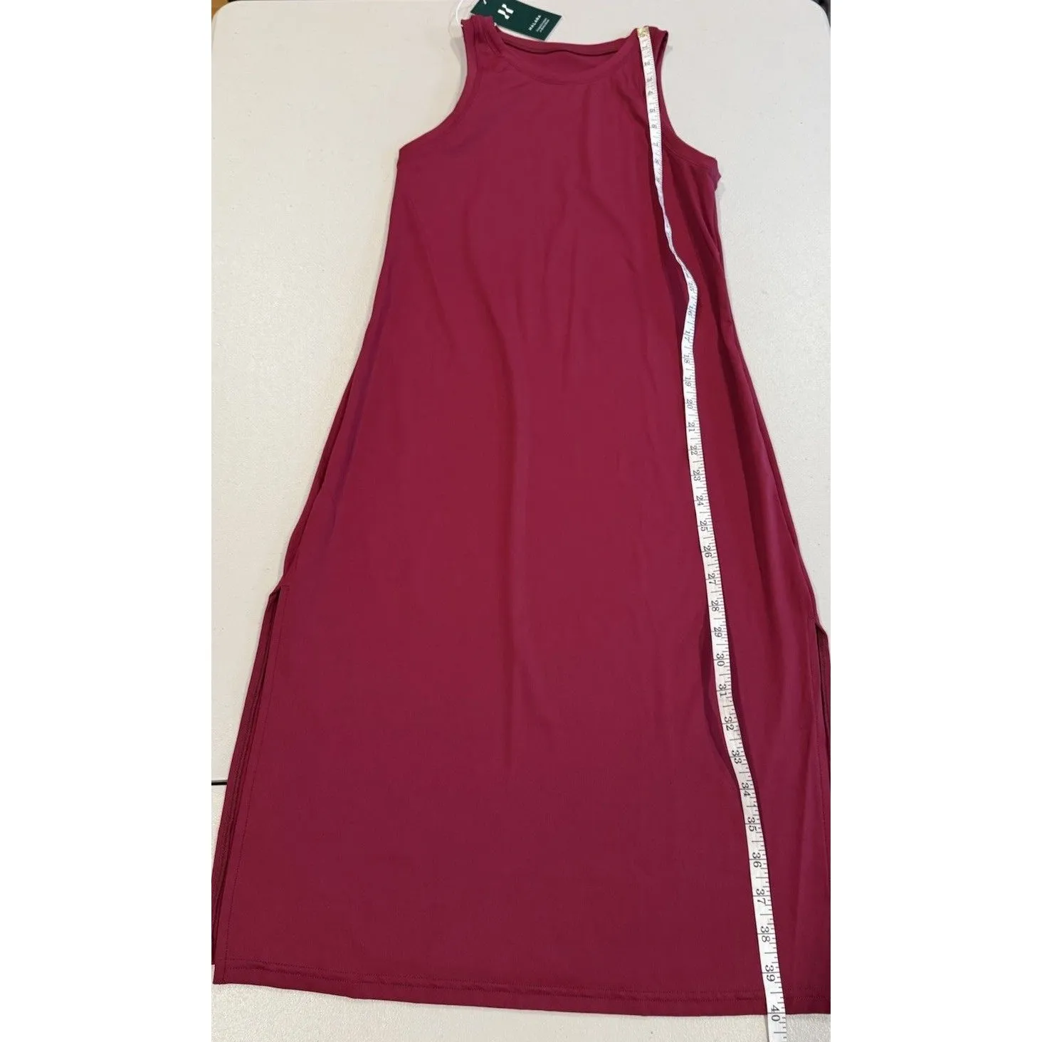 NEW Halara Dress Womens XXS Burgundy Midi Stretch Slits Athleisure Travel Casual Red - Image 7