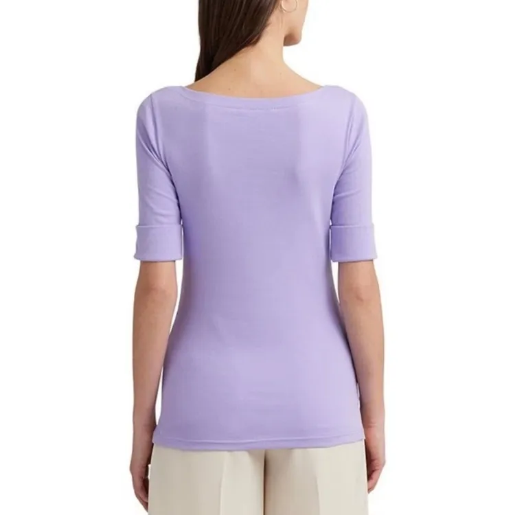 Ralph Lauren Lavender Boatneck Half Sleeve Tee T Shirt Top S - Image 4