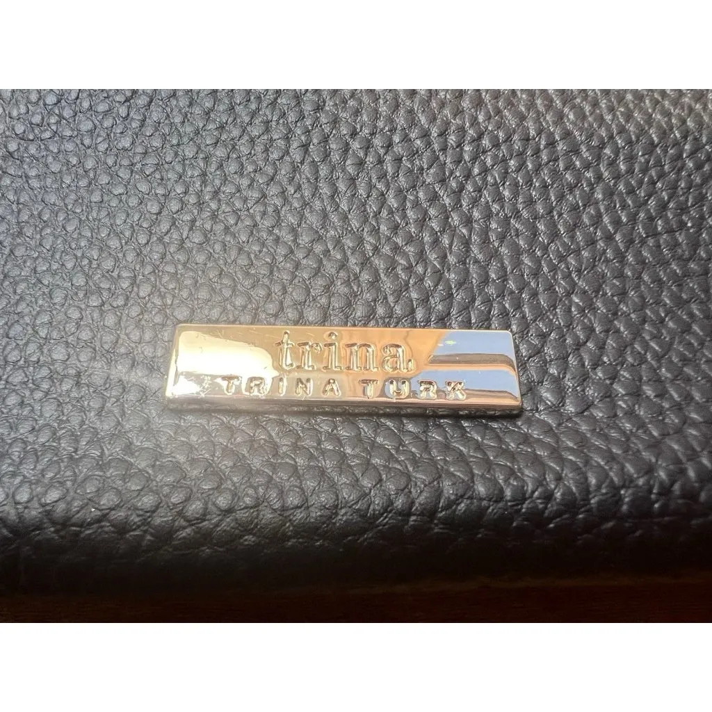 Trina Turk Black Wristlet Wallet Matching Keychain Cardholder Set Faux Leather - Image 5