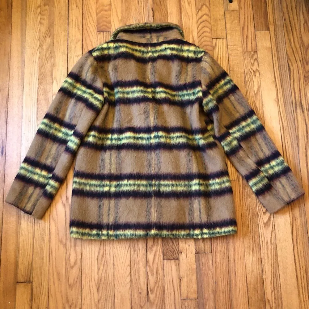 VIGOSS NWT Womens Lemon Brown Tan Yellow Plaid Double Breasted Peacoat Large - Image 10