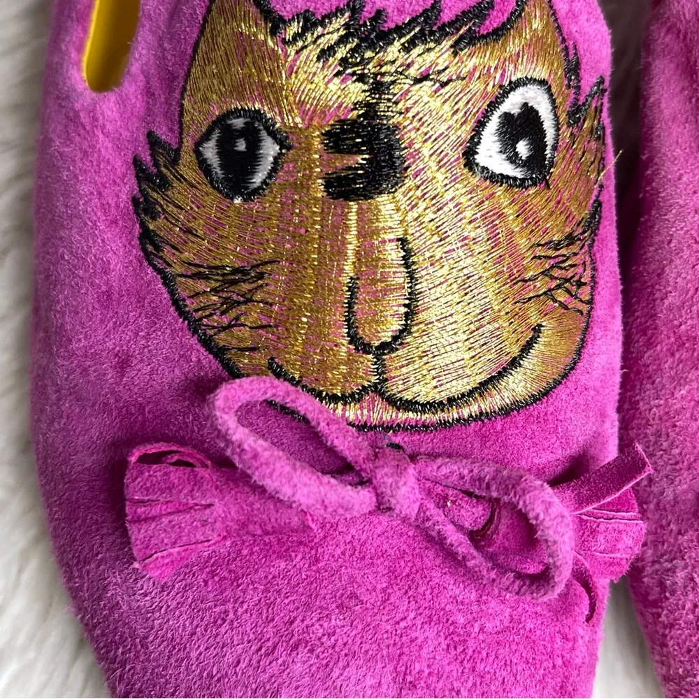 TSUMORI CHISATO Walk shoes flats with Pink Suede and embroidered Cats on top Size 7 - Image 11