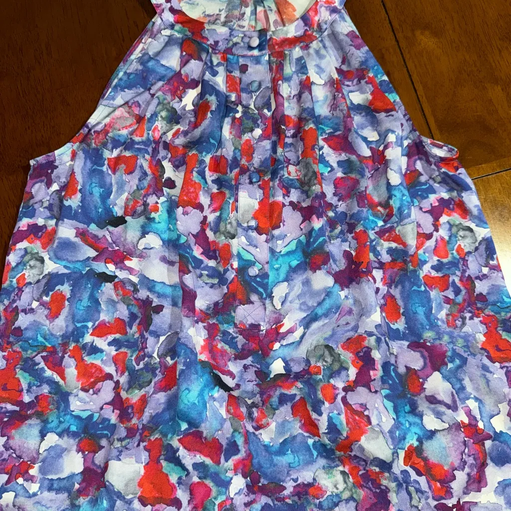 Theory multicolor Sleeveless Silk Blend  Blouse‎ Top Size small - Image 8