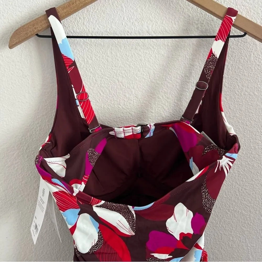 NWT Athleta Square Neck Bra Cup Tankini Swim Top Floral Modest 34D/DD - Image 11