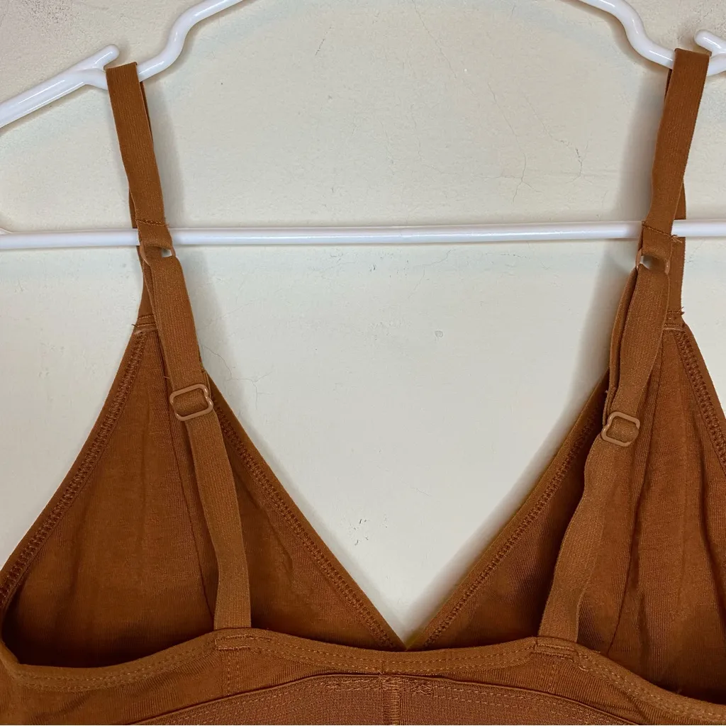 RICHER POORER Classic Triangle Bralette Unpadded Tobacco Brown/Orange Sz Small Brown - Image 10