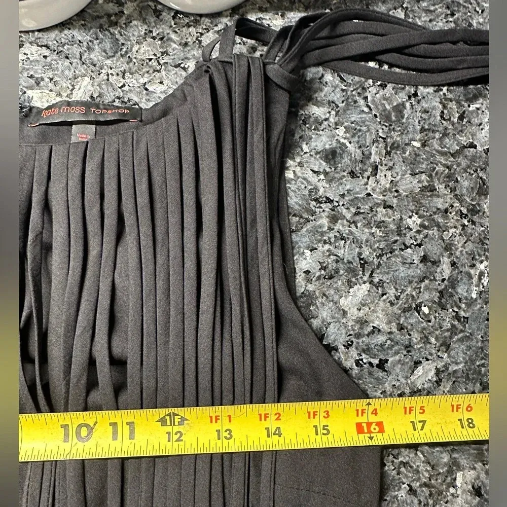 Kate Moss TopShop Black Fringe Punk Rock Glam Cocktail Party Dress Size Small S - Image 9