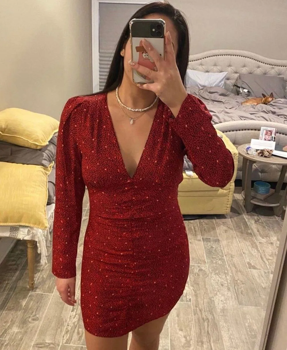 Blogger Red Black Printed Mini Dress - Image 2