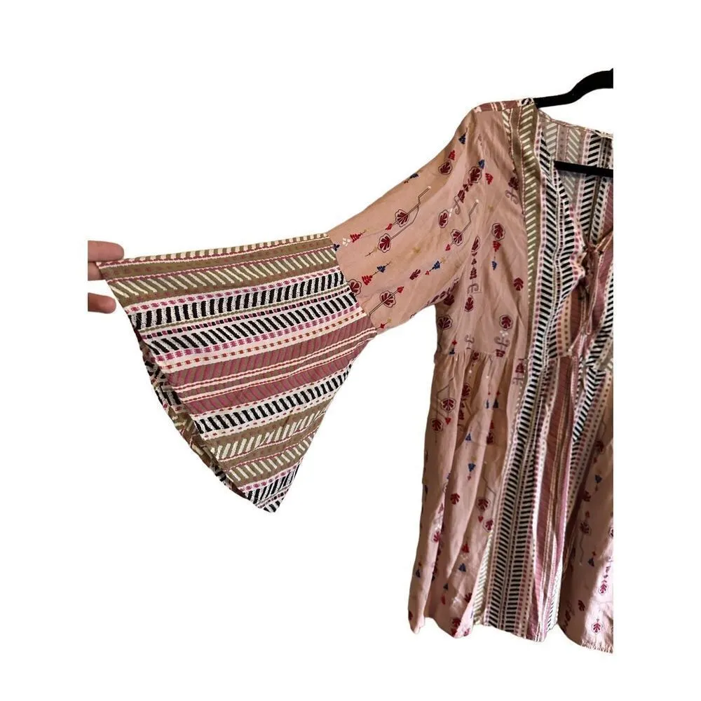 Umgee Womens XL boho pink tunic with dramatic flare sleeves - Image 4